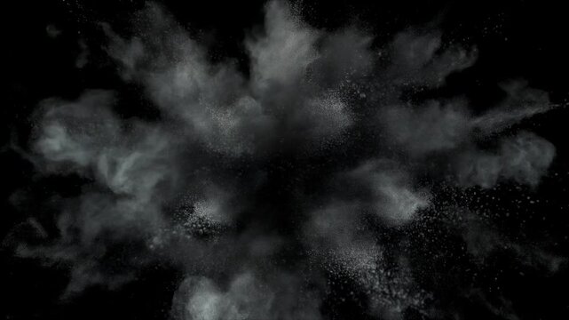 4K High-Resolution Cinematic Video of a Silver Dust Implosion and Sharp Reveal Point