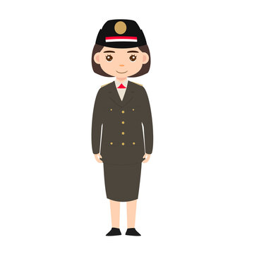 Female Indonesian Civil Servant Standing in PDU Uniform