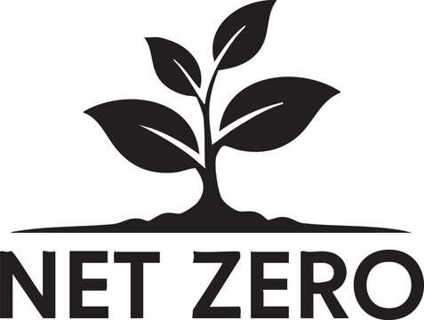 Net zero, eco friendly, sustainability, green growth vector logo