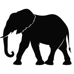Fototapeta premium Black elephant silhouette, animal icon, wildlife symbol, vector graphic