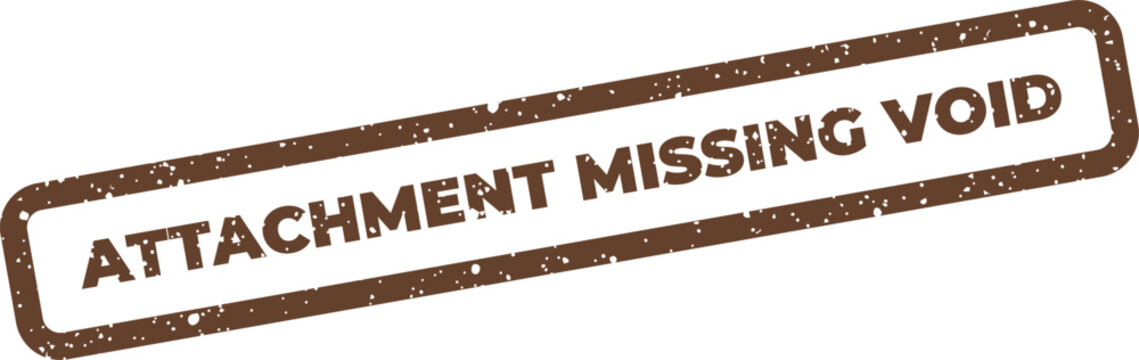Rectangular grunge stamp vector with ATTACHMENT MISSING VOID text for invalidating documents or transactions