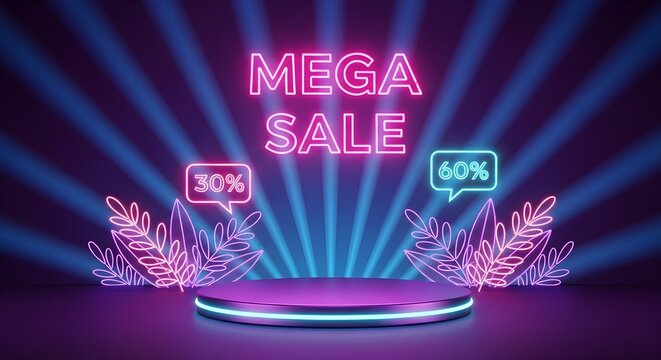 Mega sale discount promotion banner template.