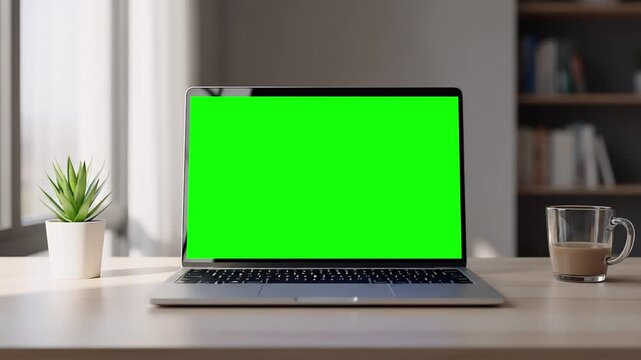 green screen effect on laptop screen, animated presentation template