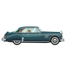 Obraz premium Vintage Teal Classic Car Side View Isolated on White Background