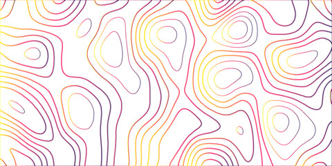 Fototapeta premium Topographic canyon geometric map relief texture with curved layers and shadow .Abstract geometric topographic contour map background. Panorama view gradient multicolor wave curve