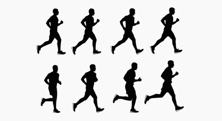 Obraz premium Black silhouettes of men and women playing football and running in a sports vector illustration