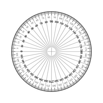 Circular protractor with complete 360&deg; degree markings.