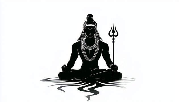 The iconic trident complements the peaceful image of Lord Shiva.