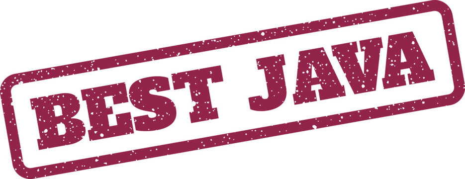 Distressed maroon rubber stamp text indicating a strong preference for Java programming language