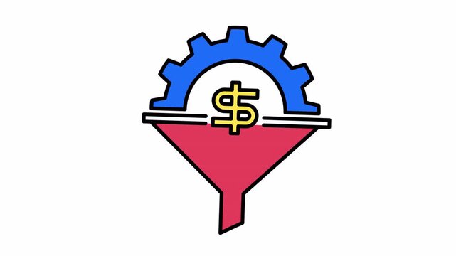 Dollar sign and a funnel gear. Perfect for financial marketing materials, website banners, and business presentations.