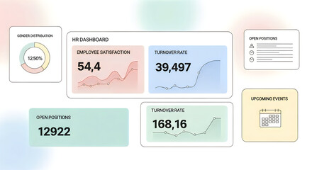 Fototapeta premium Minimal line h r dashboard with employee metrics and open positions hr dashboard turnover rate