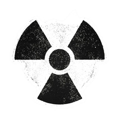 Grunge Nuclear Radiation Symbol Sticker – Retro Halftone Warning Icon © OYONK21