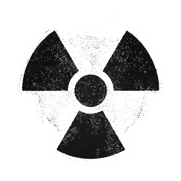 Grunge Nuclear Radiation Symbol Sticker &ndash; Retro Halftone Warning Icon