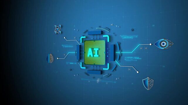 AI Processor Core Powering Intelligent Network System Motion Design Seamless Loop