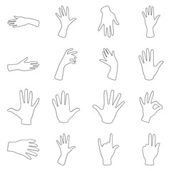 Fototapeta premium Collection of Hand Gestures Outline Illustration