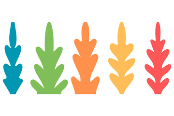 Obraz premium Colorful Stylized Leaf Floral Silhouette Icon Set