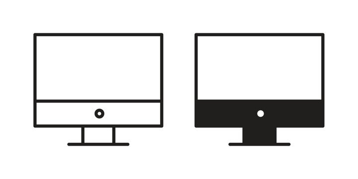Desktop computer icon in line design. editable stroke icon vector. EPS10