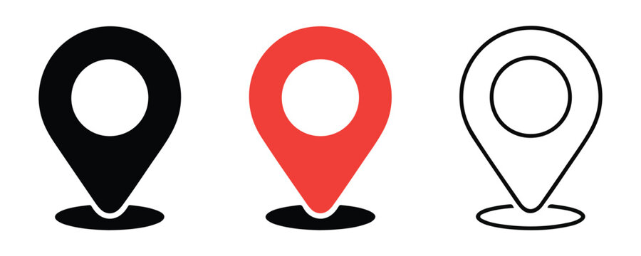 Location marker icon collection featuring map pins and navigation pointers for travel design.