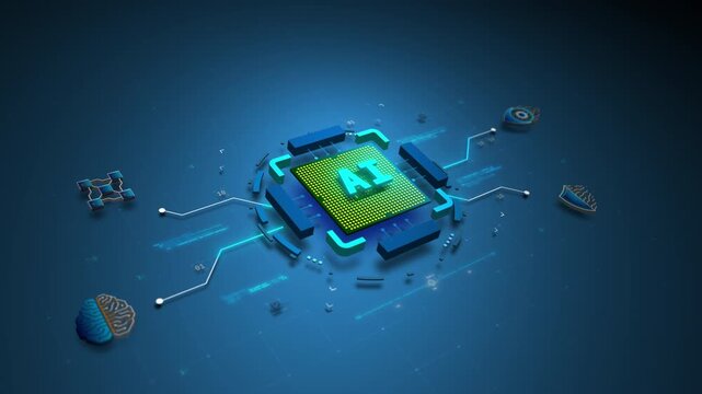 AI Processor Core Powering Intelligent Network System Motion Design Seamless Loop