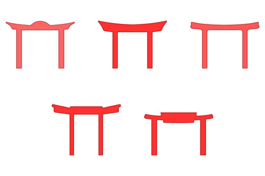 Japanese Torii Gate Illustration Set