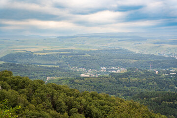 Fototapeta premium Summer Mountains Landscape with Green forest.