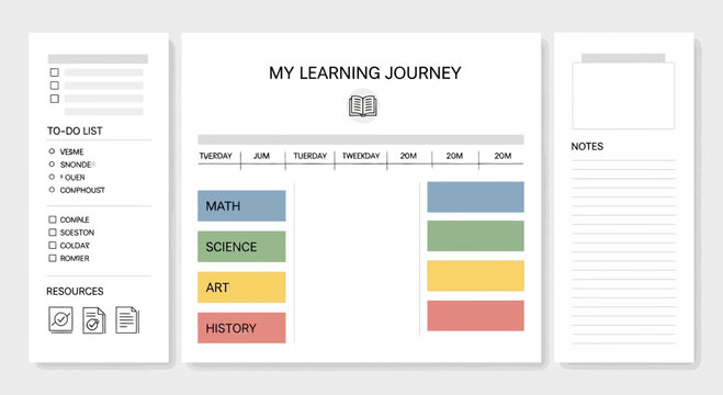 My Learning Journey: Colorful Subject Blocks and To-Do List Template