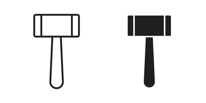 Wooden mallet icon set concept vector graphics for web UI