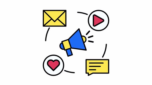 Digital marketing strategy showcased through a circular pattern of icons. Perfect for presentations, websites, social media posts, and marketing materials.