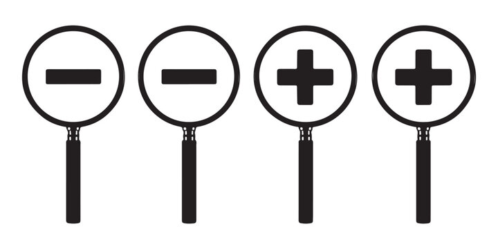 Magnifying glass with plus and minus signs for zoom in and zoom out.
