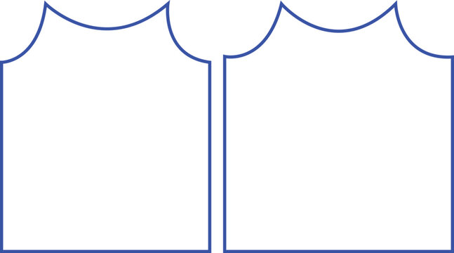 Technical garment sewing pattern for t-shirt body front and back panels for fashion design and apparel production