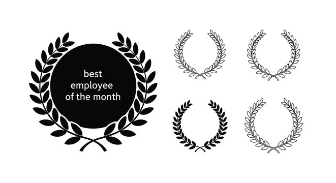 Black laurel wreaths and a best employee of the month award design