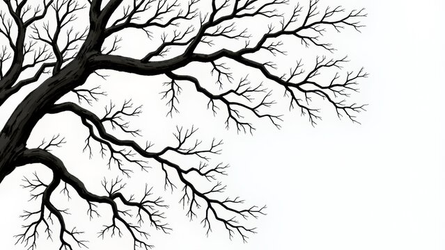 Minimalist landscape of withered tree branches