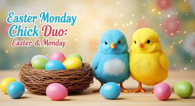 Easter monday chick duo celebrating spring and easter monday traditions