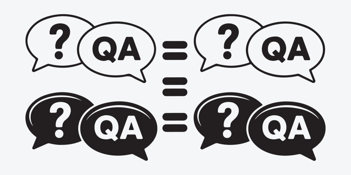 Question and answer speech bubble icon set showing communication process and feedback loops.