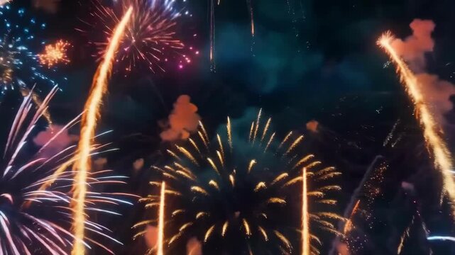 4K烟花新年爆竹跨年喜庆过年气氛
