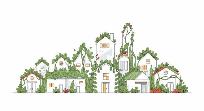 Collection of white fantasy houses.