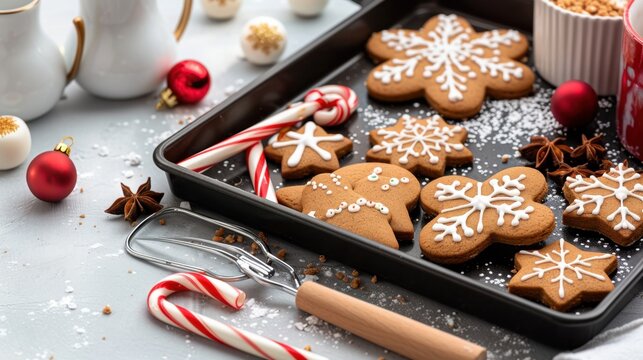 Deliciously Decorated Gingerbread Cookies with Festive Elements for Holiday Celebrations