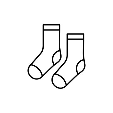 Simple line art illustration of two socks, isolated on white background for graphic design and e-commerce
