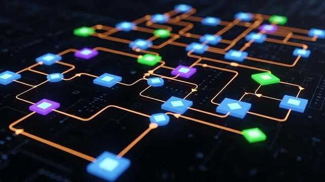 Abstract Digital Workflow Diagram for Automated Business Process Optimization