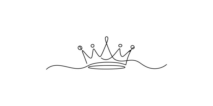 Continuous line drawing of a crown on white background one single royal king queen monarchy