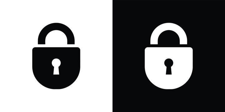 Black and white padlock on split background symbol security safety