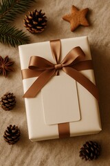 Fototapeta premium Elegant gift with festive decor.