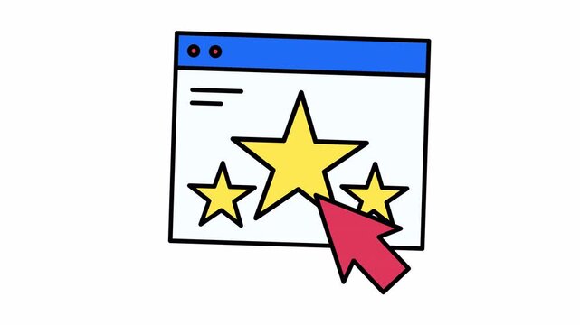 Website rating system featuring star icons and a cursor for interactive user experience. Perfect for web design projects and ratingrelated content.