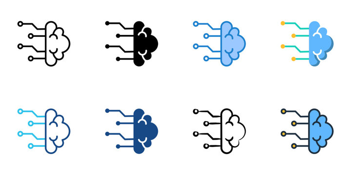 AI icons set multiple style collection. Editable stroke 
