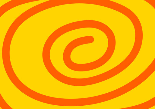 Fondo abstracto de espiral naranja vibrante sobre un fondo amarillo con dise&ntilde;o din&aacute;mico y minimalista