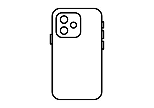 Icono de tel&eacute;fono m&oacute;vil inteligente con triple c&aacute;mara trasera en estilo lineal minimalista