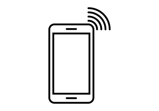 Icono lineal de un tel&eacute;fono inteligente con se&ntilde;al de red inal&aacute;mbrica para conceptos de comunicaci&oacute;n y conectividad m&oacute;vil