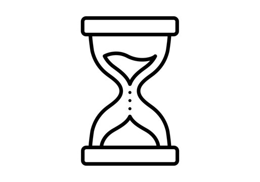 Icono lineal de un reloj de arena con arena fluyendo para conceptos de gesti&oacute;n del tiempo y espera