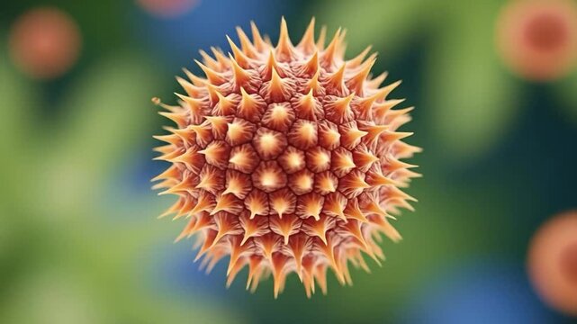 Microscopic 3D illustration of a ragweed pollen grain trigger for seasonal allergies and hay fever