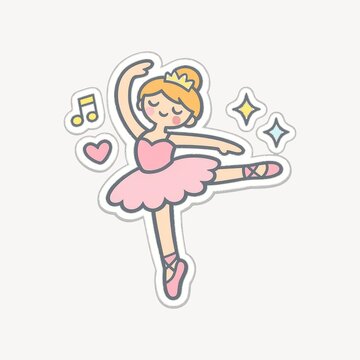 Cute ballerina cartoon illustration.